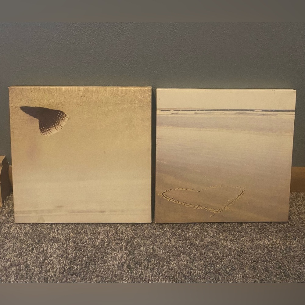Beach Sand Heart Canvas Art Set